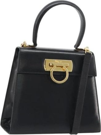 Ferragamo Pre-owned Hand Bag - Dames - Vintage Handtas - Zwart - ONE Size - Leer - Vintage