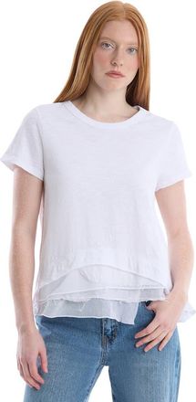 Wilt Boxy Short Sleeve Mixed Hem in White at Nordstrom, Size Medium