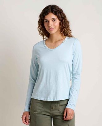 Toad & Co Marley Long Sleeve V-Neck Tee in Skyway at Nordstrom, Size X-Large