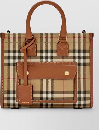 Burberry mini freya check tote coated cotton blend