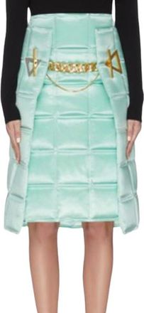 Bottega Veneta Menta Lacquered Matelasse Satin Skirt Size XXS