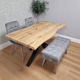 Kosy Koala Wood Dining Set with Tufted Velvet Chairs & Grey Velvet Bench