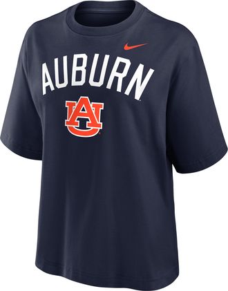 Nike Auburn Arch Over Logo Boxy Nike Womens College T-Shirt in Blue | 01CM41SAUN-KMG