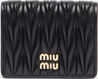 Miu Miu Logo matelasse leather wallet