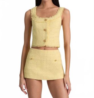 Alice & Olivia Shila Corset Top In Yellow