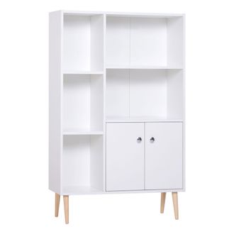 HOMCOM Homcom - Libreria Scaffale 2 Porte Pannelli Di Particelle 80x23.5x123cm Bianco