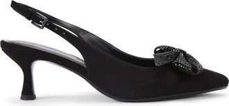 Kurt Geiger Womens Suedette Tilly Bow Gem Heels - Black - Size UK 3