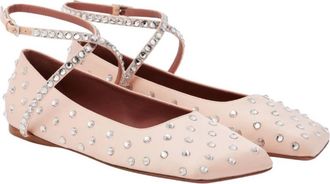 Amina Muaddi Ane Crystal Embellished Ballerina Flats, Brand Size 38 ( US Size 8 )