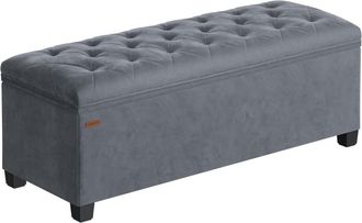 Songmics Puff de almacenaje con patas de 110 cm de color gris y negro