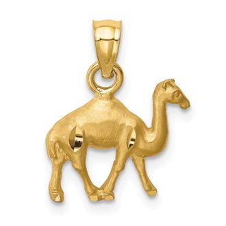 Diamond2Deal 14k Yellow Gold Diamond-Cut Camel Pendant