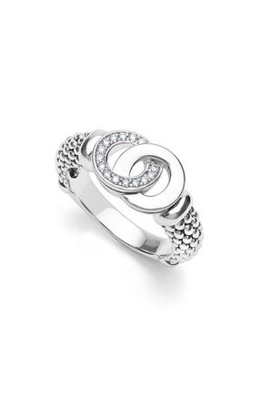 Lagos Signature Caviar Interlocking Diamond Ring in Silver at Nordstrom, Size 7