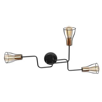 Netlighting Tube Multi Arm Semi Flush Ceiling Light Black Copper 82cm