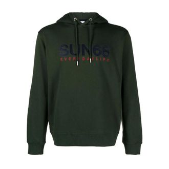 Sun 68 Hoodies & sweatvesten, Heren, Groen, S, Hoodie met geborduurd logo