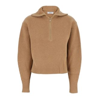 Max Mara Nadar Zip Sweater - Dames - Coltruien - Beige - L - Wol - Truien & Vesten