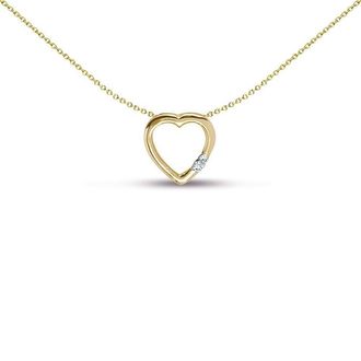 Jewelco London 9ct Gold 0.01ct Diamond Tiny Dainty Love Heart Charm Pendant - 9P078