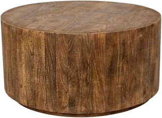 Wanderlust Deco Mesa de centro redonda de madera marr&oacute;n 95x95x48 alt. cm