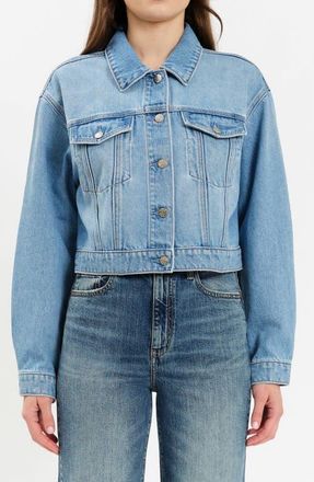 Daze Del Mar Crop Denim Jacket in Pulse at Nordstrom, Size X-Small
