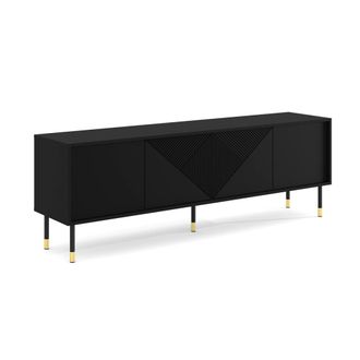 Petits Meubles Mueble tv 4 puertas 180 cm paneles laminados negro