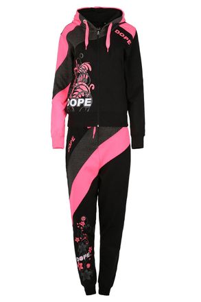 Malaika Malaika Womens Fleece 2 Piece Set Dope Tracksuit Ladies Joggers Hooded Top Casual Pocket Trouser String Luminous Floral Dope Streetwear Tracksuit Spor