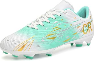 Generic Mens and Womens Grass Low-top Long Broken Nails Youth Training Football Shoes, Spike -- White Moon, 6.5 UK