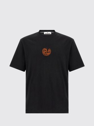 Stone Island Contrast Logo Print Cotton Jersey T-Shirt