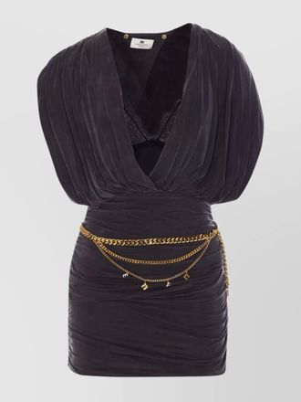 Elisabetta Franchi draped v-neck mini dress