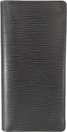 Louis Vuitton Black Leather Long Wallet (Bi-Fold) (Pre-Owned)