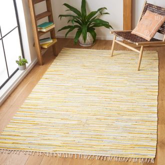 Safavieh Rag Rug Hand Made Area rug, Gold / Multi Bohemian Style Non-Shedding