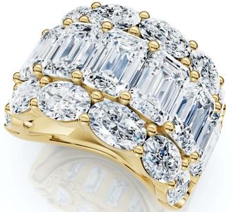 Pompeii3 12.30Ct Diamond Wide Fashion Ring Emerald & Oval Cut Gold Lab Grown Band