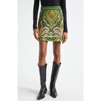 Farm Rio Pineapple Ikat Jacquard Sweater Skirt in Pineapple Ikat Green at Nordstrom, Size Large