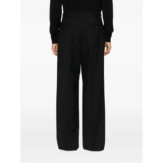 Reveres 1949 Wide-Leg Pleated Virgin Wool Trousers - Black