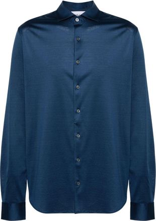 D4.0 classic-collar cotton shirt - men - Cotton - 46 - Blue