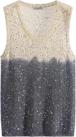 Roberto Collina Knit Paillettes Tanktop - Dames - Tops zonder mouwen - Veelkleurig - S - Katoen - Tops