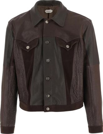 Versace Leren Blouson - Heren - Zomerjassen - Bruin - L - Katoen - Jassen
