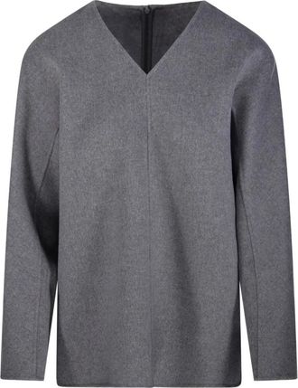 Max Mara Smmriva 700&ugrave; Blusa - Dames - V-hals truien - Grijs - M - Truien & Vesten