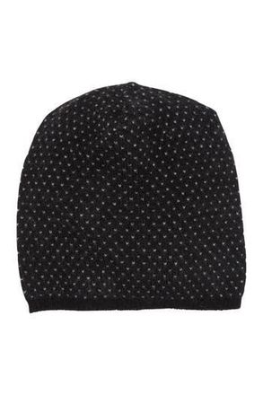 Portolano Slouchy Patterned Cashmere Beanie in Black/yogi Ivory at Nordstrom Rack