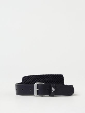 Emporio Armani Cintura in pelle e tessuto intrecciato stretch