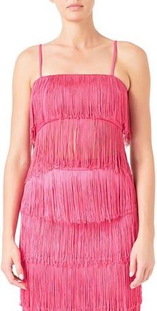 endless rose Tiered Fringe Crop Top in Fuchsia at Nordstrom Rack, Size X-Small