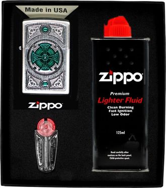 OEM Juego De Encendedores Zippo Cruz Verde Celta Regalo N.&deg; 1