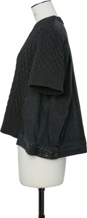 sacai Womens Pull Hybride Denim X Cotton Knit Noir Black Sweater