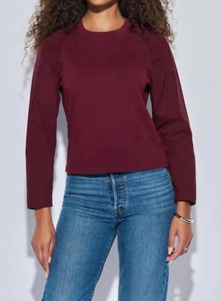 Nation Ltd Ruthie Ruched Long Sleeve Top In Bordeaux