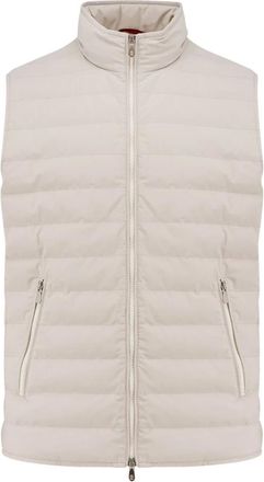 Brunello Cucinelli Waistcoats, male, Gray, L, Quilted Grey Jacket with Zip Closure