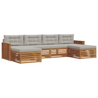 vidaXL Juegos De Sof&aacute;s Con Coj&iacute;n 6 Pcs Gris Natural Y Claro Vidaxl