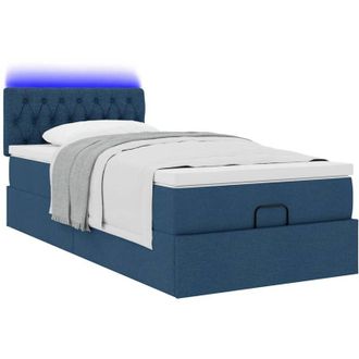 vidaXL Cama Otomana Con Colch&oacute;n Y Luces Led Azul 100x200 Cm Tela Vidaxl