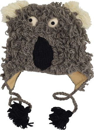Gheri Woollen Handknitted Fleece Lined Trapper Animal Hat Koala
