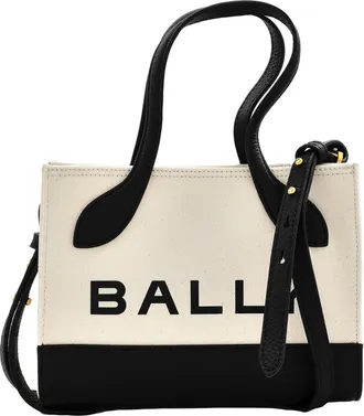 Bally Ladies Logo-Print Colourblock Bag in Natural/Black/Oro