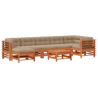 vidaXL Conjunto De Sof&aacute;s De Jard&iacute;n 8 Uds. Marr&oacute;n Cera Vidaxl
