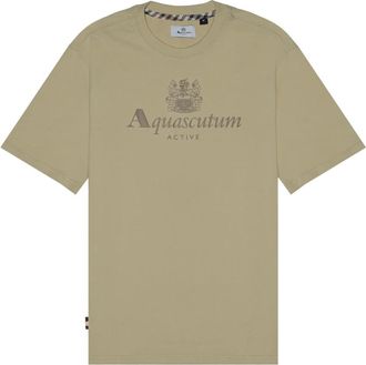 Aquascutum Actief Groot Logo T-shirt Beige - Heren - T-shirts - Beige - S - Katoen - Tops