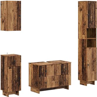 vidaXL Juego De Armarios De Ba&ntilde;o De 4 Piezas Ede Madera Envejecida Vidaxl