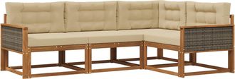 vidaXL Conjunto De Sof&aacute;s De Exterior 4 Uds. Natural Y Beige Vidaxl